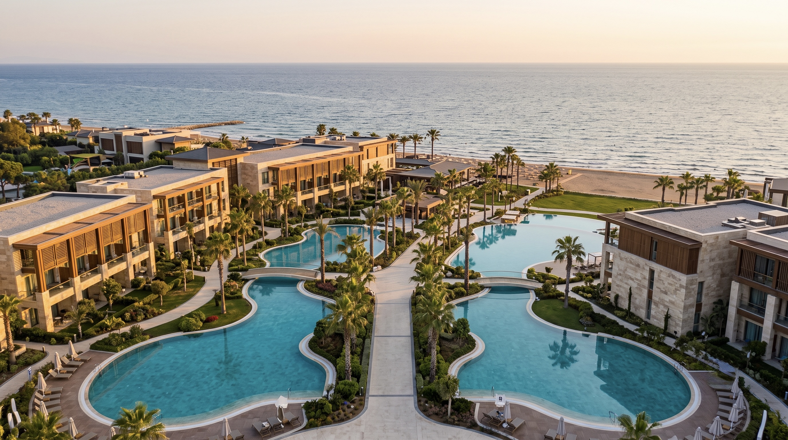 Antalya’da lüks bir tesiste havuz ve plaj